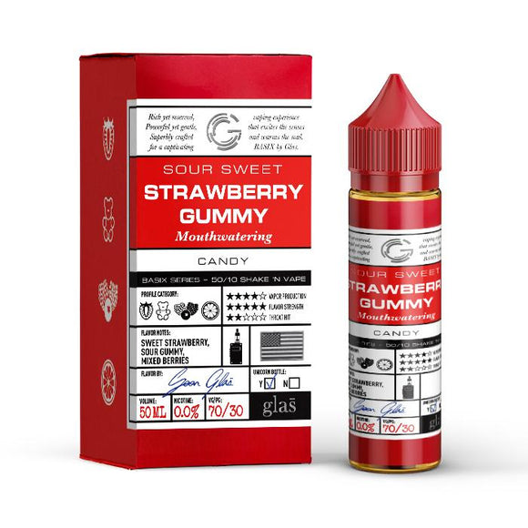 Glas Basix 50ml Short Fill: Strawberry Gummy /w Free Nic Shot - No1VapeTrail 