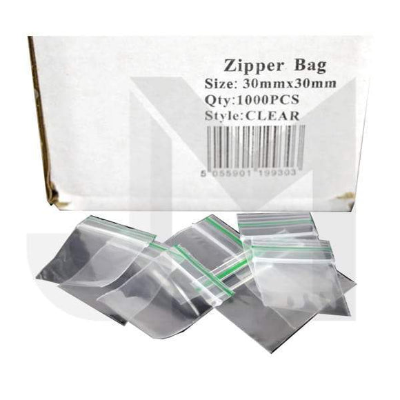 30mm x 30mm Clear Zipper Bags - No1VapeTrail 