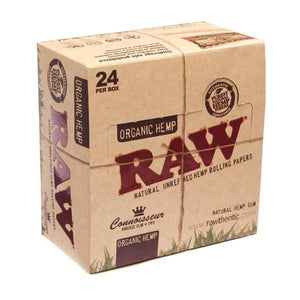 24 Raw Organic Hemp King Size Slim Papers + Tips (Connoisseur) - No1VapeTrail 