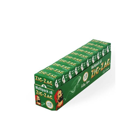 10 Pack x 8 Booklet Zig-Zag Green Regular Rolling Papers - No1VapeTrail 